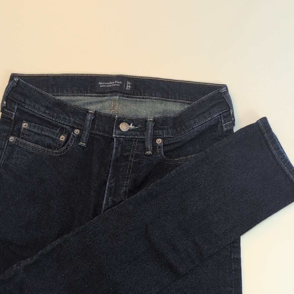 Abercrombie & Fitch Men's Deep Indigo Skinny Stretch Jeans Size 32 W 34 L